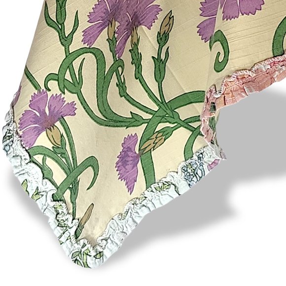 Dining Cloth Napkins Set (4) Floral Iris and Leaves Thick Ruffle Edge Unique - Picture 6 of 8